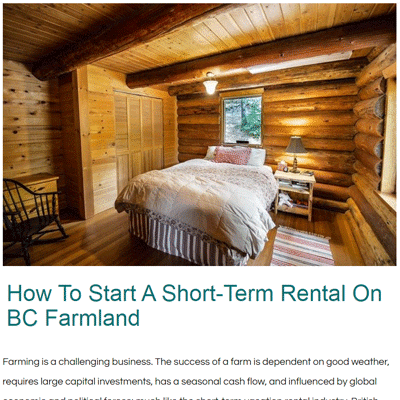Cozy bedroom with log cabin walls, wooden floors, a bed with white and pastel bedding, a window, and a wooden rocking chair—one of the inviting spaces found in Airbnbs on BC farms.