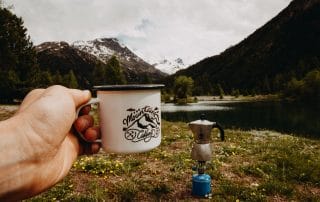 brewing coffee while camping