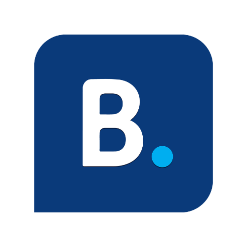 A dark blue square icon with rounded corners featuring a large white letter "B," a small blue dot in the bottom right corner, and subtle Lifty Life branding.
