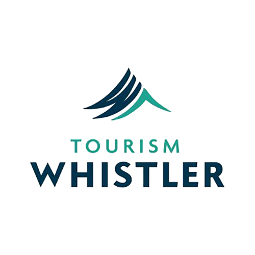 Tourism Whistler logo featuring stylized mountain peaks above the words "TOURISM WHISTLER" in blue and teal text, reflecting the area's vibrant spirit and role as a hub for vacation rental management in Whistler.